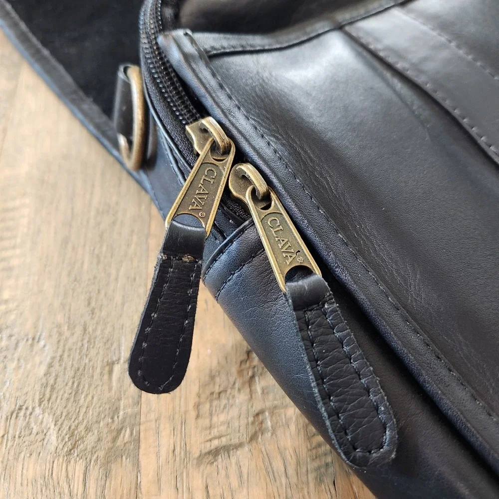 VTG Clava American Black Leather Colonial Fort Worth Texas Briefcase Laptop Bag